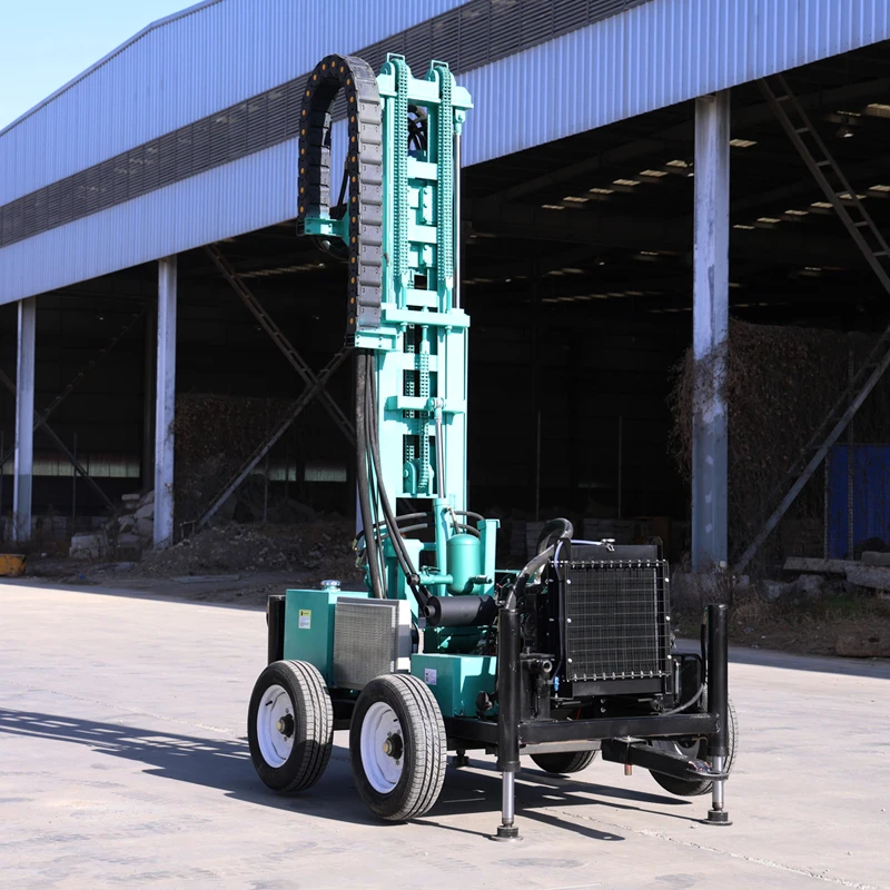 Customized Lightweight Wheeled Water Well Drilling Rig Diesel Powered with Hydraulic Control Field Drilling Machine