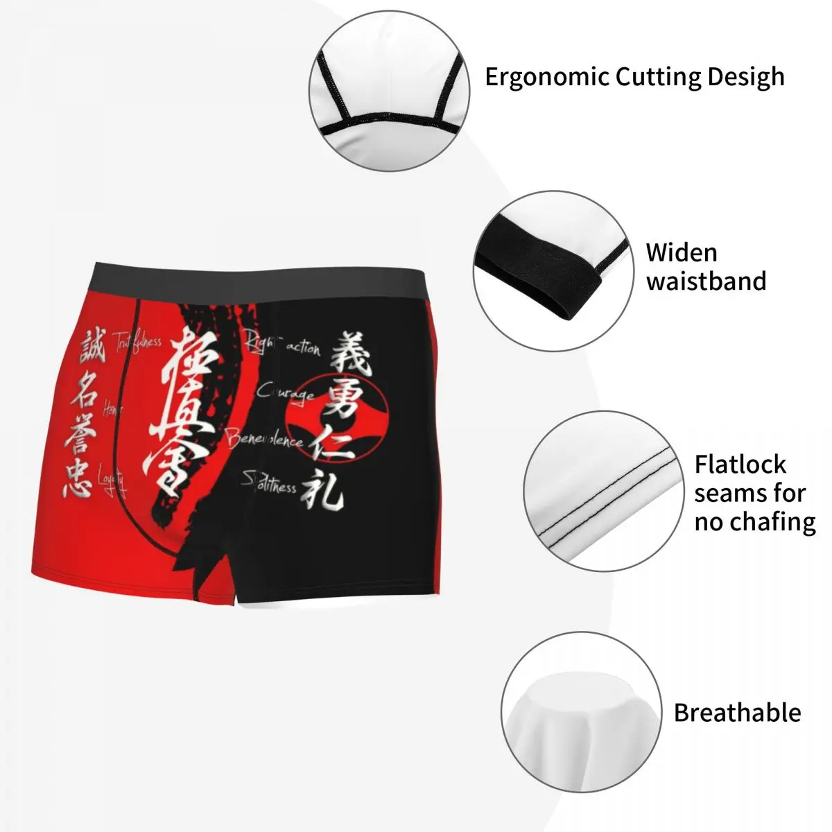 Custom Cool Kyokushin Karate Bushido Values Boxers Shorts Panties Men\'s Underpants Stretch Martial Arts Briefs Underwear