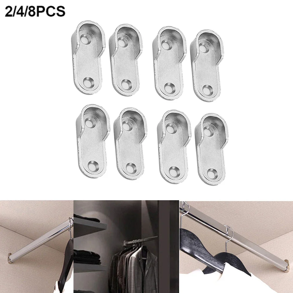 

2/4/8pcs Zinc Alloy Clothes Tube Holder Wardrobe Clothes Tube Support Closet Rod Pole End Bracket Furniture Hardware Parts