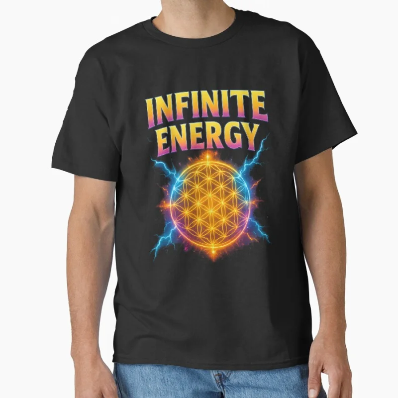 

Infinite Energy – Retro 90s Sacred Geometry Neon Mandala Gift t shirt Large size Tops Graphic Print men's Clothes