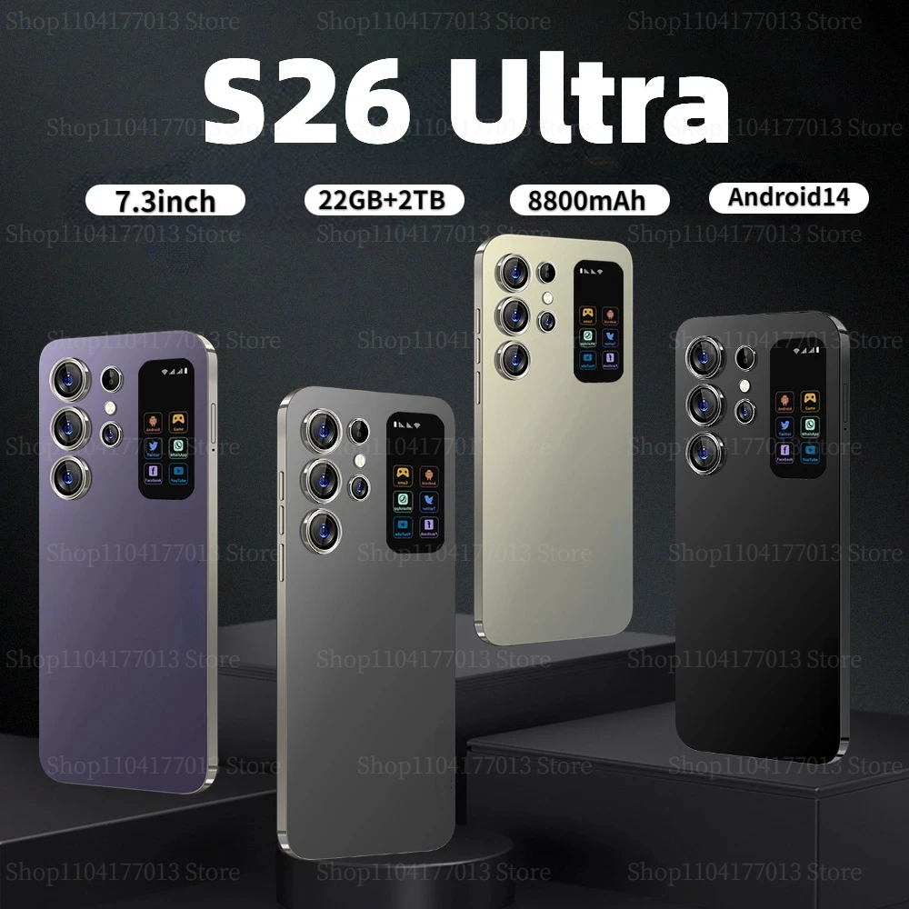 

New Global S26 Ultra Smartphone 7.3 HD Screen 22G+4T 8800mAh Android14 Celulare 5G Dual Sim Face Unlocked Original Mobile Phone