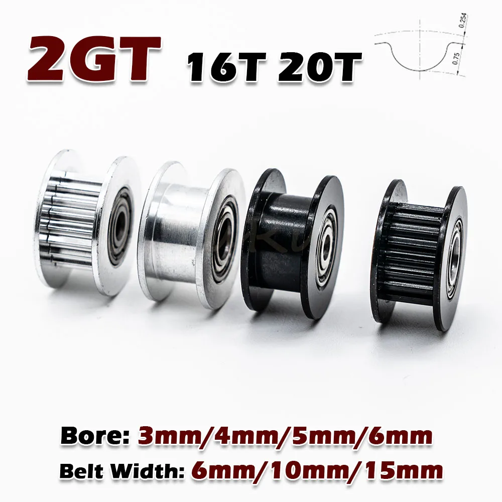 16T 20T 2GT 20 Teeth Timing Pulley 16 Teeth Bore 3 4 5 6mm Width 6/10/15mm 2M Wheel Synchronous 20Teeth 3D Printer CNC Idle Gear