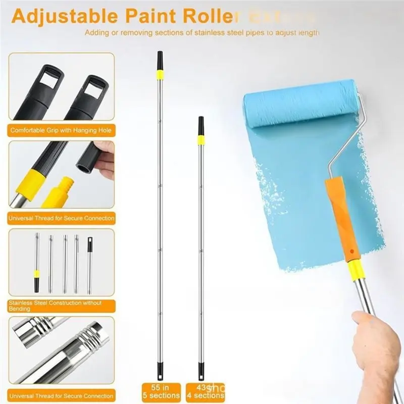 ABJN-Paint Roller Kit Paint Roller Set With Pole Paint Tray Liners view 3
