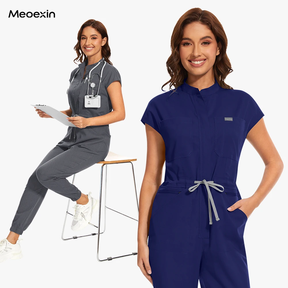 

Wholesale Fashion High-quality Medical Scrubs Uniforms Spa Beauty Salon Uniforms One Piece Scrub Jumpsuit Clinical Uniform Woman
