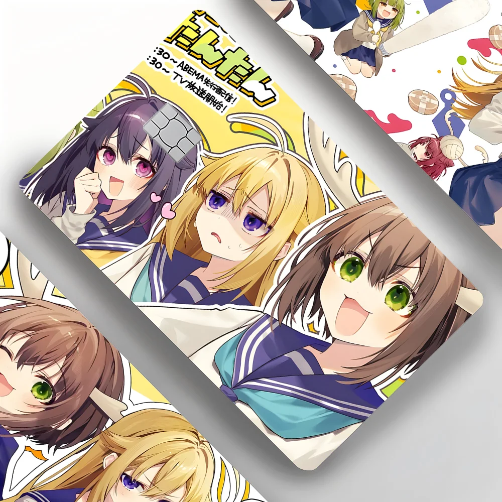 1PC Anime My Deer Friend Nokotan Adesivi per carte piccole 4 pezzi Adesivi per carte di credito in PVC Pellicola protettiva autoadesiva rimovibile