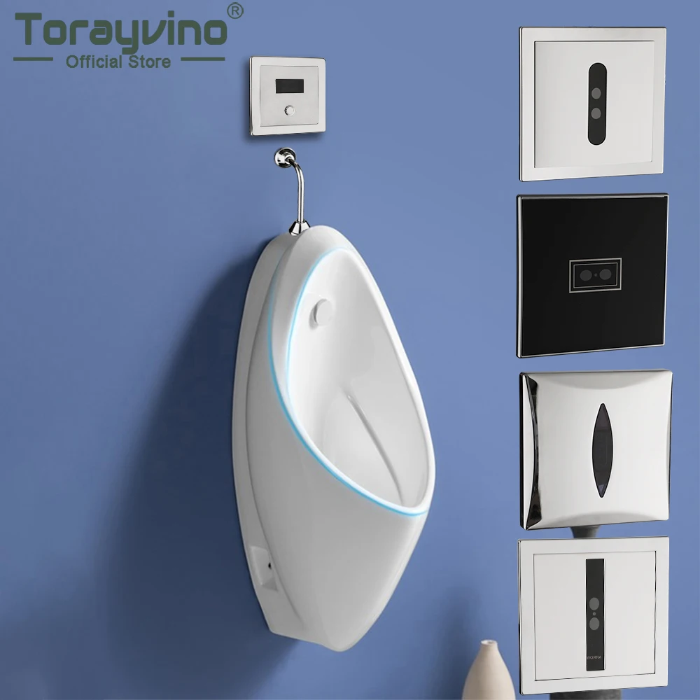 

Torayvino Luxury Bathroom Fixture Accessories Toilet Automatic Sensor Urinal Flush Valve Faucet Wall Mouned Toilet Urinals Parts