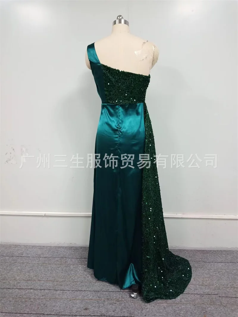 Sequins Glitter Fishtail Women Prom Dress Single Shoulder Off Party Gown Glamorous Sleeveless Evening Dress New Arrival In Stock