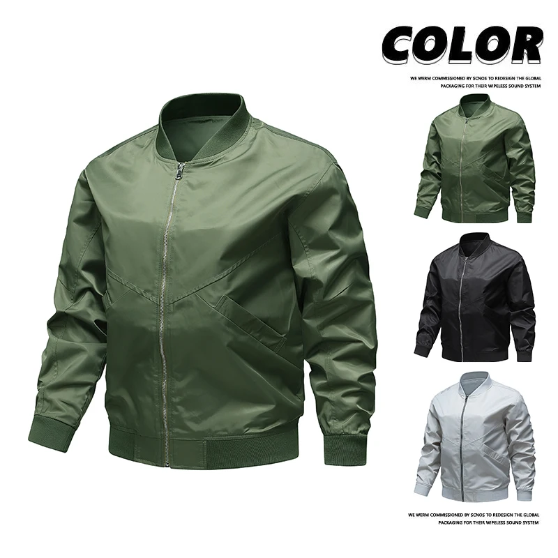

Outdoor Flight Jacket Man Baseball Uniform Style Fashion Jackets Waterproof Plus Size Bomber Workwear Comfortable Zipper Jackets