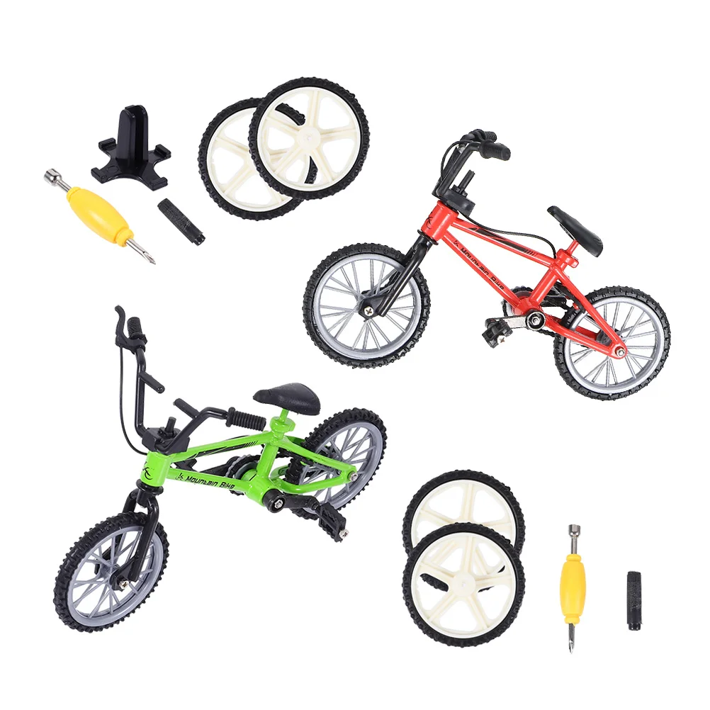 

2 set Finger Bike Aluminum Alloy Bike For Stress Relief Desktop Game Collection Decor Tabletop Fingertip Movement