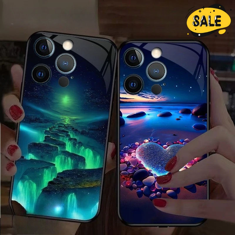 

Pretty Starry Sky LED Light Call Flash Glitter Phone Case for Iphone 15 14 13 12 11 Pro Max Xr Xs Max 8 7 6 Plus Protector Cover