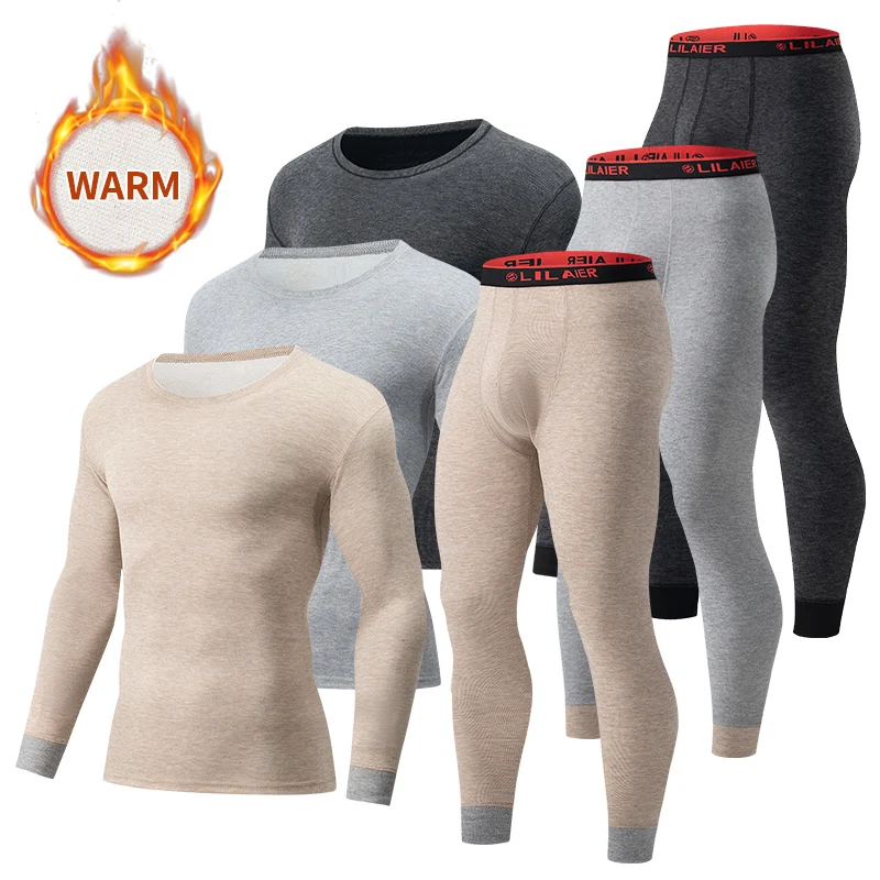 2-piece Men's Autumn And Winter Sleeve Color Blocked Thermal Underwear Set For Sports And Leisure Inner Layer For Autumn Clothes