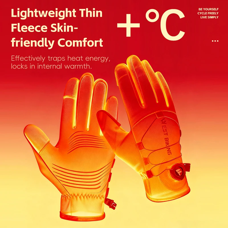 

Зимние самоблокирующиеся велосипедные перчатки WEST BIKING, теплые велосипедные перчатки с полным пальцем, спортивные перчатки с сенсорным экраном и поворотной фиксацией