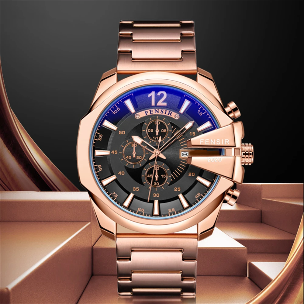 

Men's Luxury Unique Large Dial Calendar Sport Watches 2022 Unusual Novelty Quartz Watch For Men WristWatch Relogio Masculino