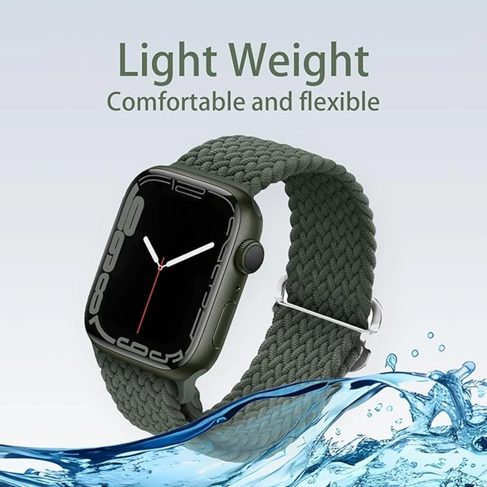 Braided Loop Strap For Apple Watch Band 42/46mm 45/41mm 38/40mm 44mm 49mm Nylon Solo Bracelet iWatch series 10 9 se 8 7 6 Ultra2