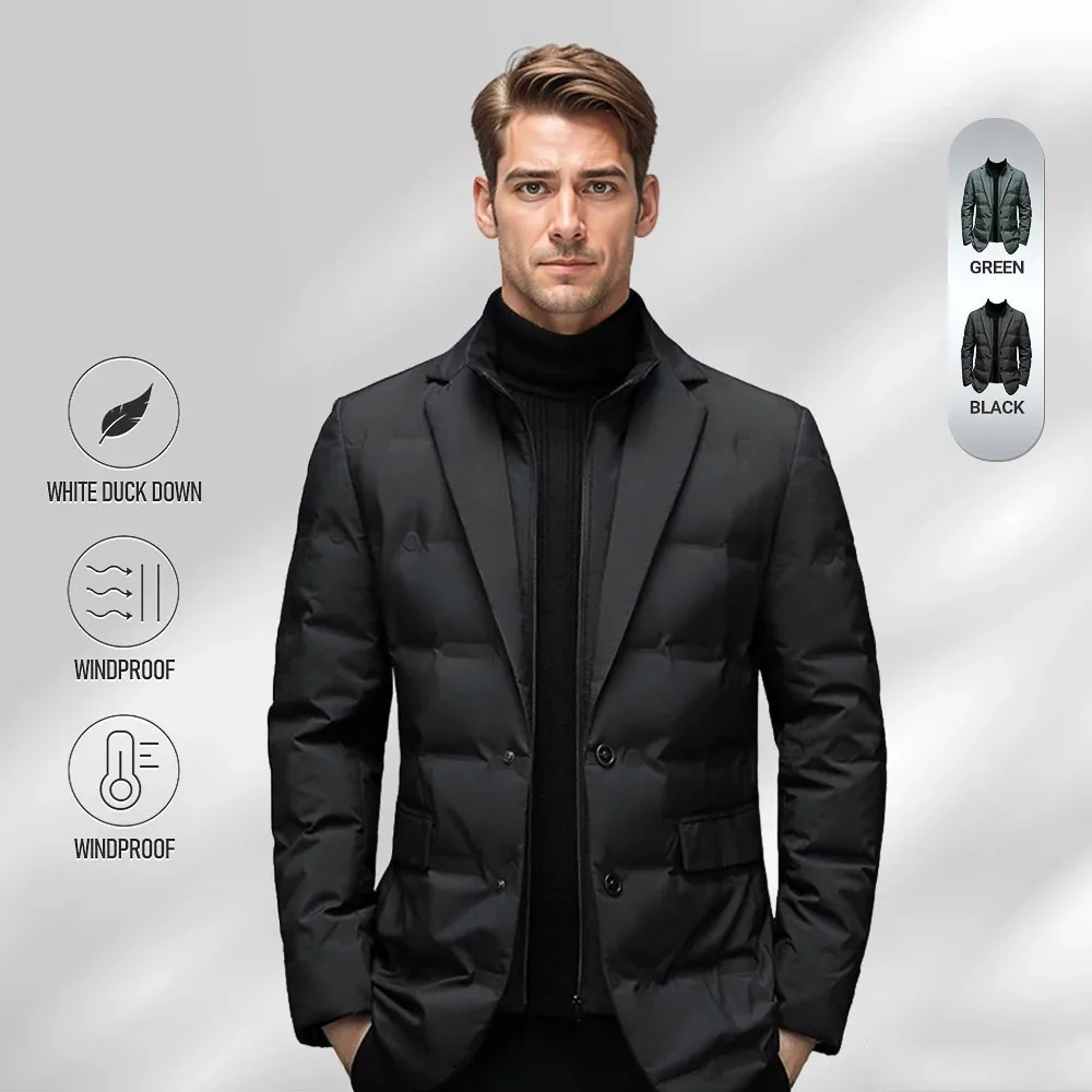 Winter Men\'s Coldproof Windproof Down Jacket Suit Scarf Collar Simple Down Jacket Popular High-end High Quality Male Clothing