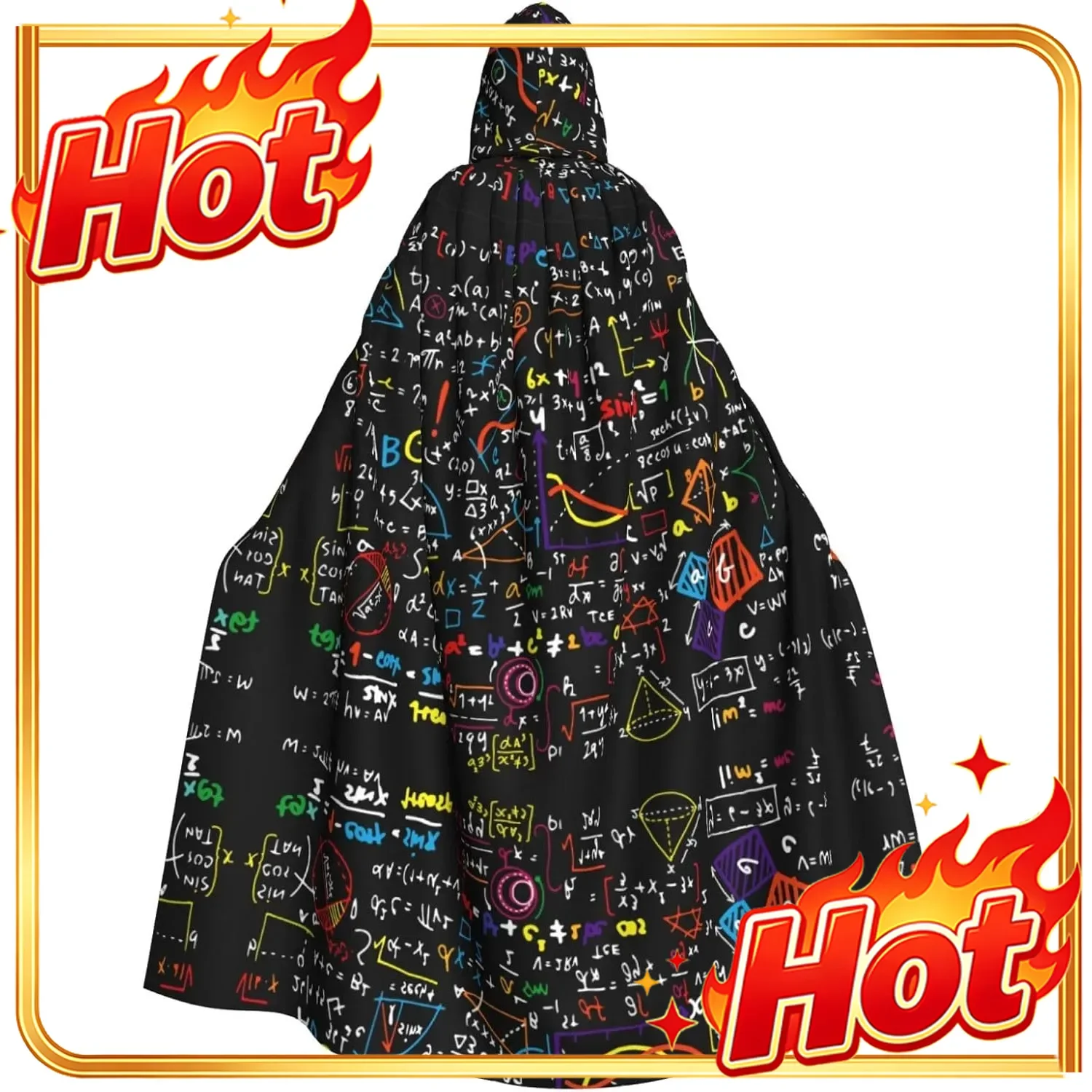Math Formula print Adult Hooded Cape Carnival Festival Cape Cosplay Robe Costume party Gothic Carnival