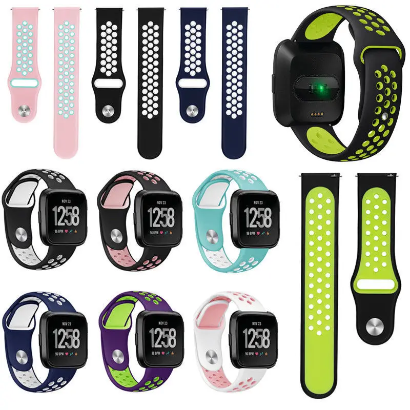 Sport Band For For Fitbit Versa 2 1 SE Dual Color Multi Hole Silicone Bracelet Fitbit Versa Lite Smart Watch Strap Accessories