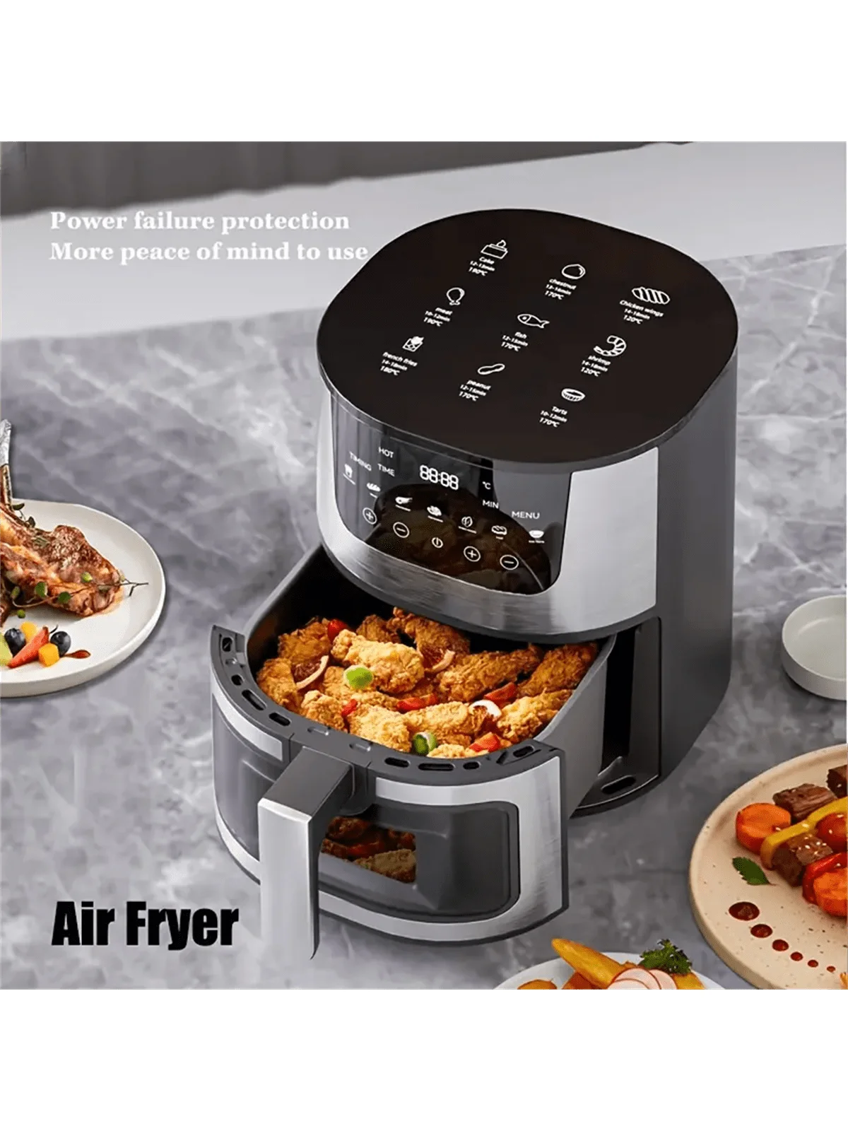 Smart Air Fryer Electric visual window 4.5L Oil-free Air Fryer Automatic Household Kitchen 360°Baking Convection Oven Air Fryers