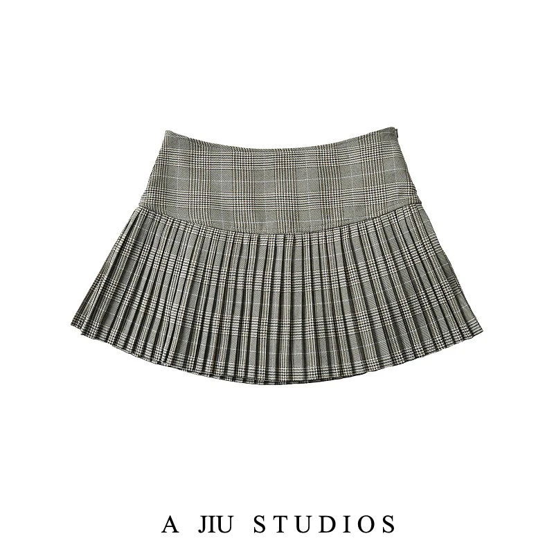 

Юбка трапециевидной формы в клетку в стиле ретро, женская облегающая юбка с высокой талией, новинка 202, юбки средней длины, Ele, повседневные юбки ort