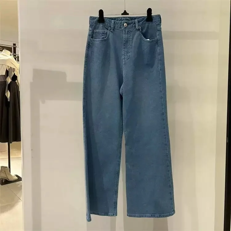 

Эластичные широкие джинсы со средней высокой талией для похудения, универсальные самосохраняющие джинсовые брюки, повседневные весенне-осенние женские брюки