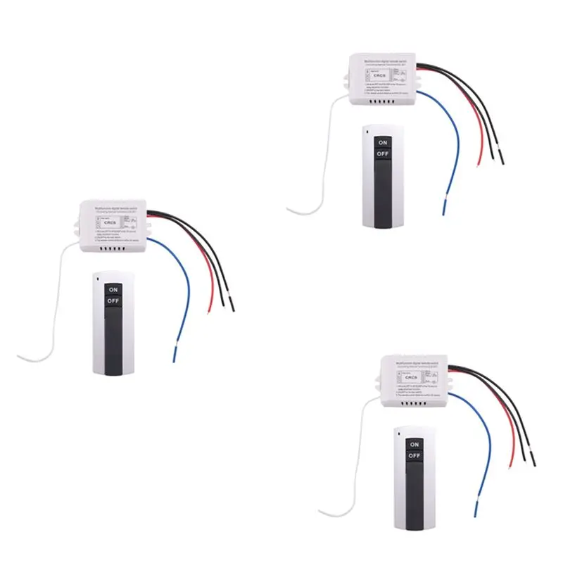 AT63-3X Channel With Digital Transmitter 220V ON/OFF 1 Switch Wireless Relay Receiver Remote Control Light Lamp