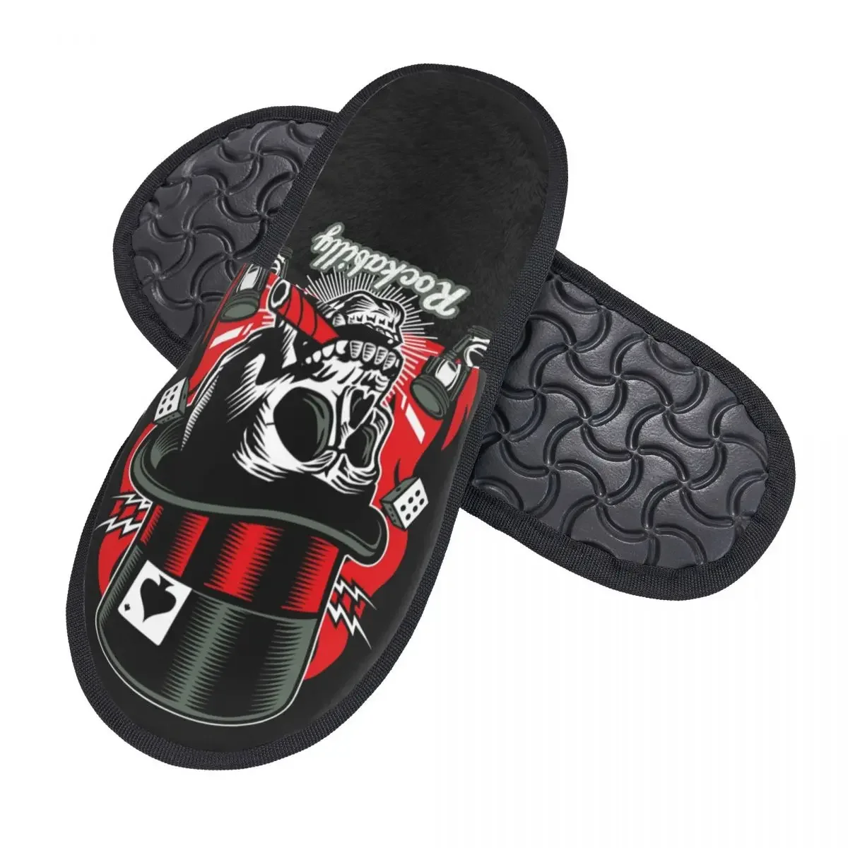 Rock Skull Retro Classic Rock And Roll Bikers Soft Memory Foam House Slippers Women Cozy Warm Anti-Skid Slipper