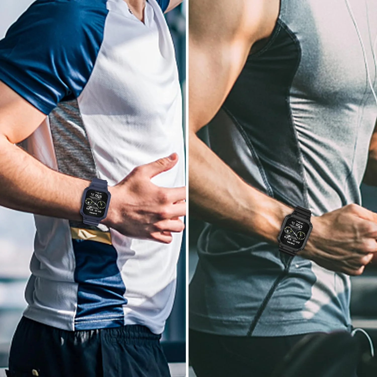 Hülle für kompatibel mit Apple Watch 45 mm 44 mm 42 mm iWatch Serie 987 SE 654321 Gurt, Sportarmband für Herren und Damen mit robustem Stoßfänger – Detail 9