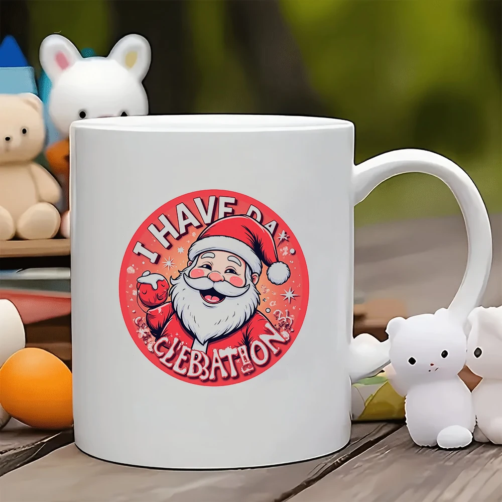 

11oz cartoon Santa Claus mug + warm red Christmas cup kids cup family office coffee mug Christmas gift
