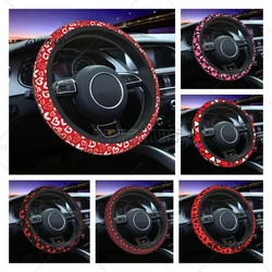 Steering Wheel Cover for Women Men Heart Red Valentine Day Neoprene Steering Wheel Protector Universal Fit Most Car Sedans
