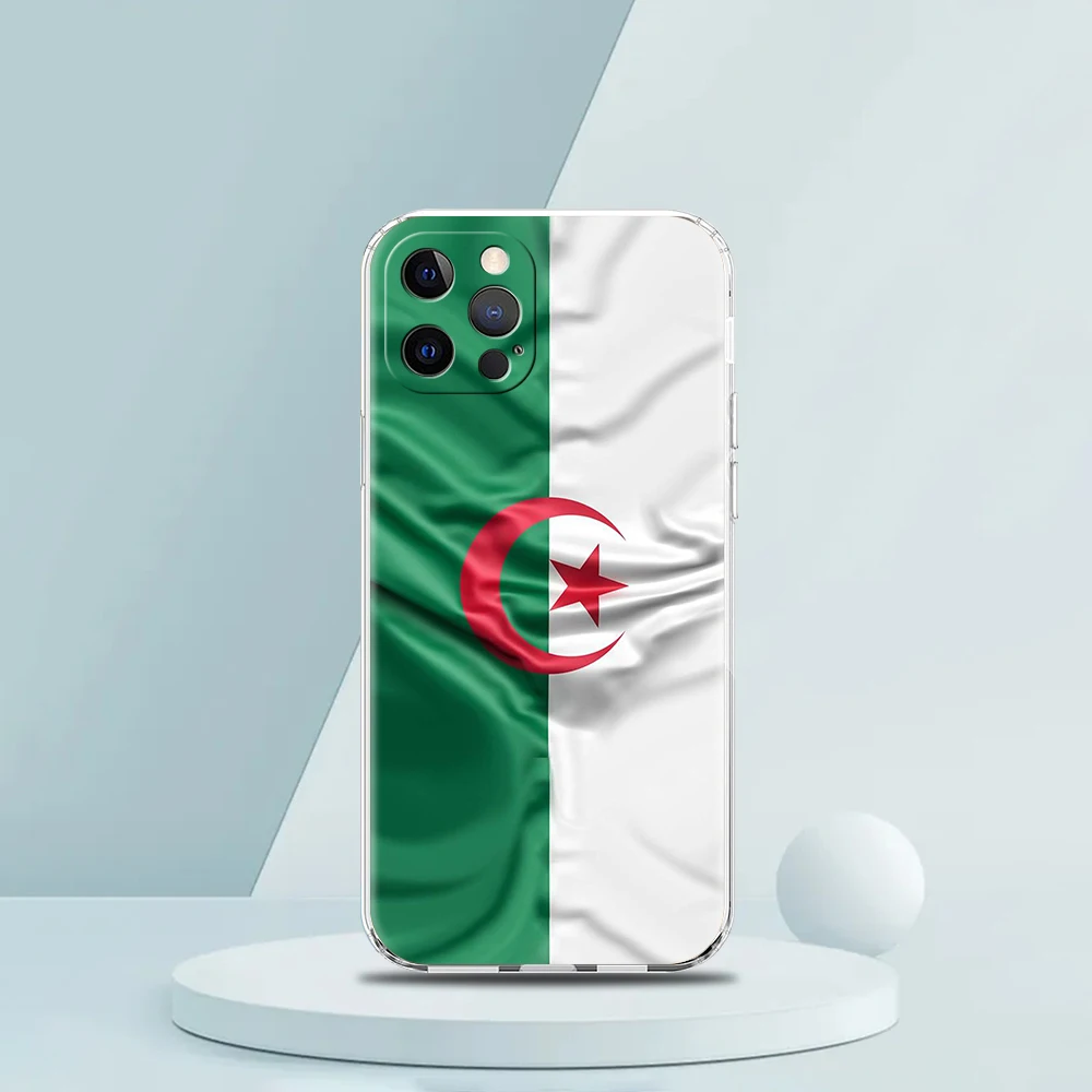 Bandiera Algeria custodia trasparente per telefono custodia per iPhone 16 15 14 13 12 11 Pro Max XS Max 16 7 8 Plus custodia morbida antiurto TPU