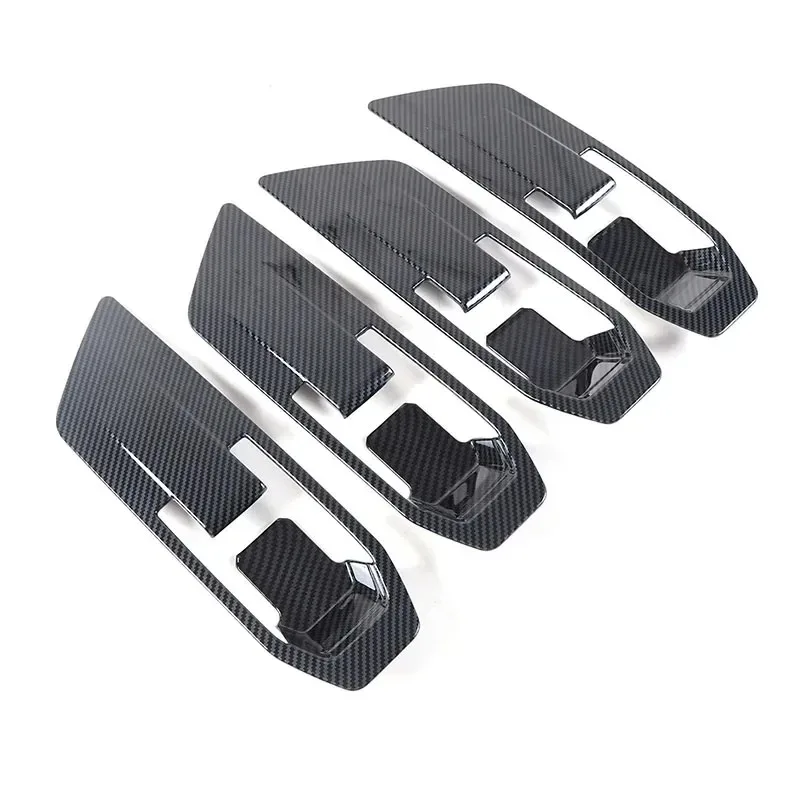 For Mitsubishi Triton L200 2024-2026 ABS Carbon Fiber Car Inner Door Handle Door Bowl Frame Cover Trim Interior Accessories