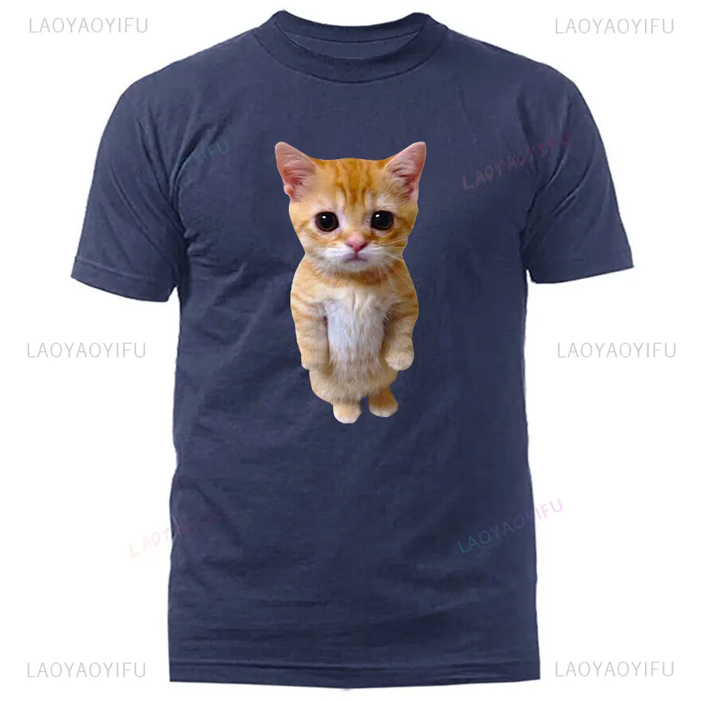 Funny El Gato Meme Sad Crying Cat Munchkin Kitty Meme Trendy Graphic T-shirt Unisex Fashion Short Sleeve Tee Streetwear