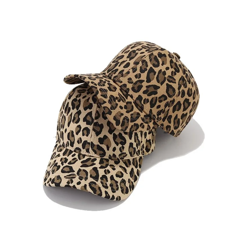 Leopard Print Baseball Caps for Women Men Hip Hop Ponytail Messy Buns Outdoor Sport Hats Accessories