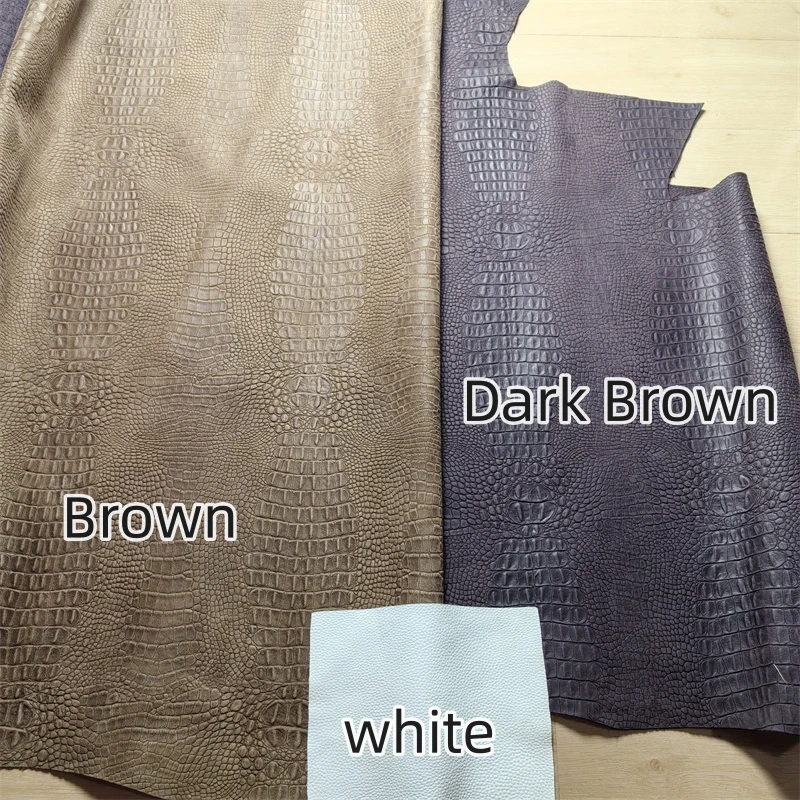 1.3/1.5mm Brown Alligator Cowhide. First Layer Leather. Real Leather Fabric. Handmade DIY For Card Bag. Full-Sheet Cutting