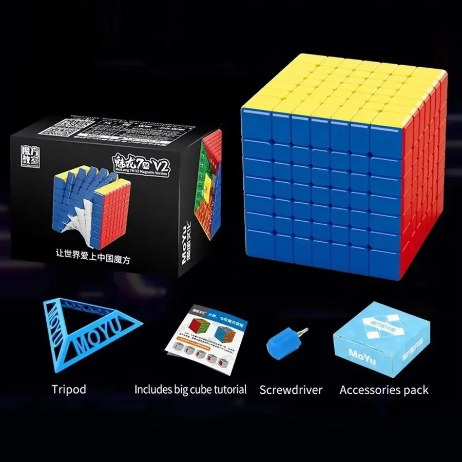 MOYU 7X7 MeiLong 7 V2 7x7x7 Magnetic Magic Speed Cube Stickerless Professional Fidget Toys MoYu MeiLong 7 Cubo Magico