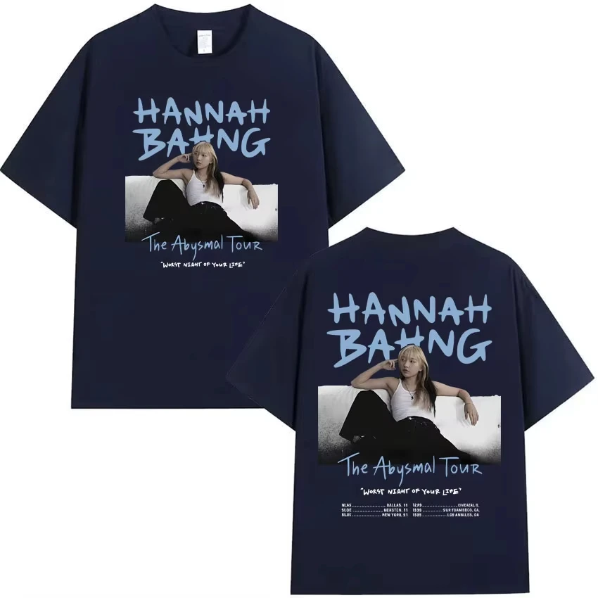 Roupas de gola redonda tshrit de alta qualidade e elegante para homens e mulheres, venda quente harajuku hannah bahng camiseta hip-hop