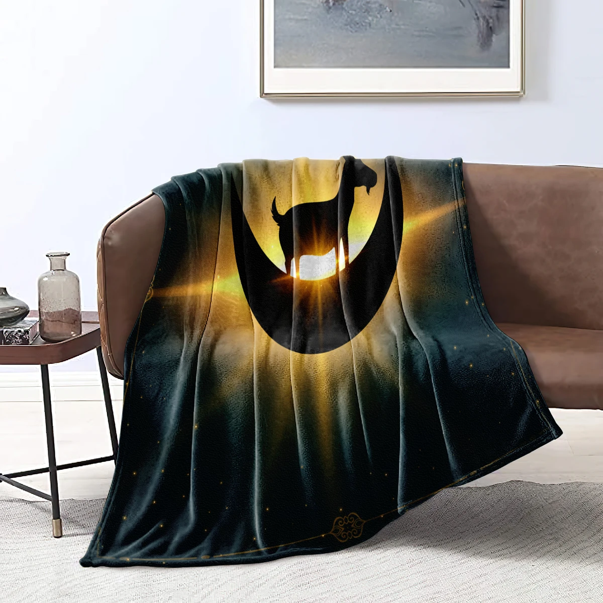 Black Gold Blanket Shining Sheep Throw Blanket Warm Lightweight Botanical Bed Blanket Soft Warm Blanket for Bed Sofa