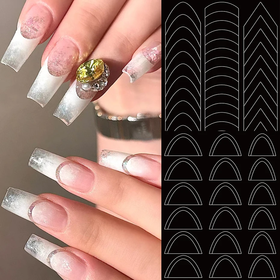 French Nails Template Stickers Nail Edge Strip Wave Design French-style Manicure Auxiliary DIY Tip Tools Decal Accessories #H358