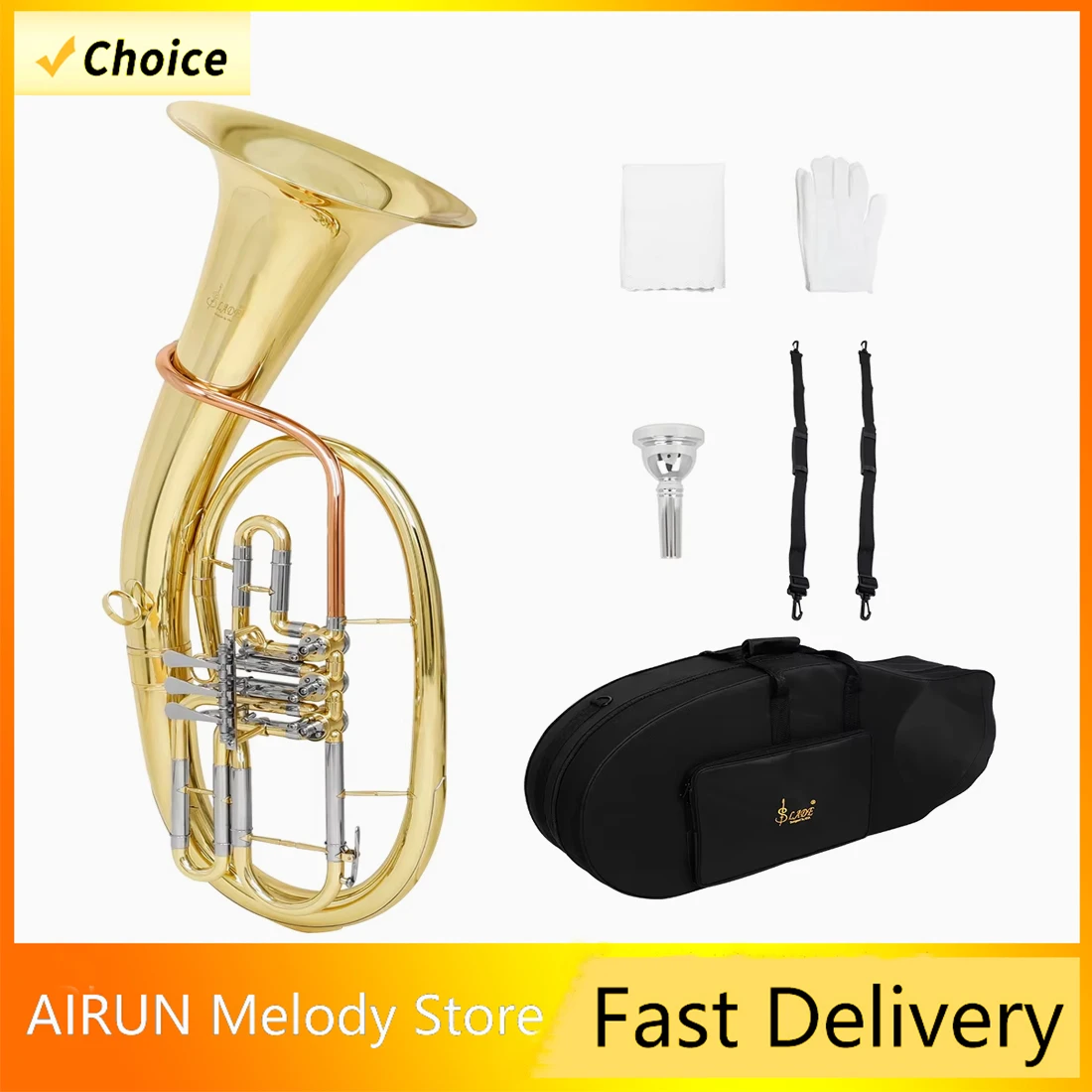 

SLADE Тенор-рог Bb Латунь 3-клапанный тенор-рог Медный цвет Концертный оркестр для начинающих Применимость Латунные инструменты с аксессуарами