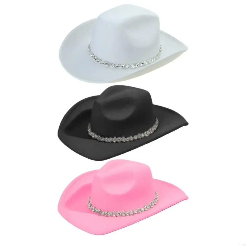 

P88B Cowgirl Hat Shining Crystal Hat Western Hat Elegant Crystal Hat Photo Props