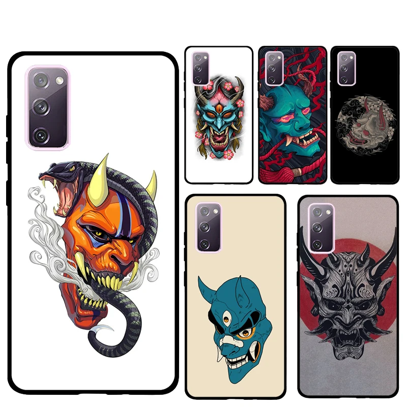 Japanese Oni Hannya Demon Mask Phone Case For Samsung Galaxy S25 Ultra S9 S10 S20 S21 S22 Plus S24 FE S23 Ultra Back Cover
