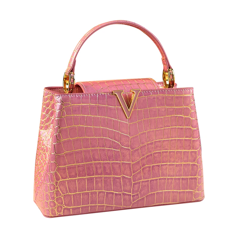 Imagem -06 - Bolsas Femininas de Couro Genuíno Senhora Crocodilo Pequena Bolsala Portátil Alça Superior Ombro Crossbody Bolsas Moda Luxo