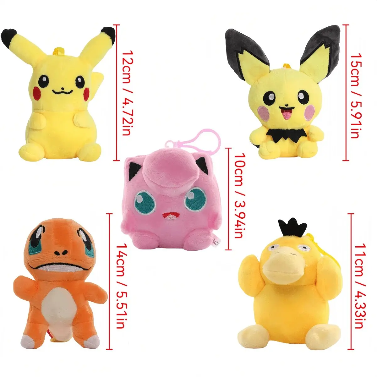 Pokemon Toy Stuffed Doll Keychain Pendant Pikachu Charmander Psyduck Jigglypuff Mew Pichu Snorlax Eevee Mimikyu Birthday Gifts