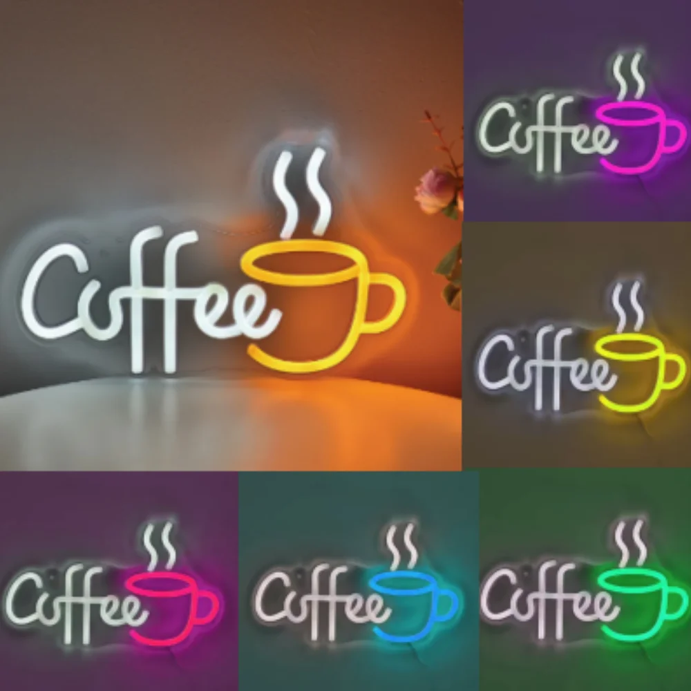 

Неоновая вывеска кофейной чашки для настенного художественного оформления - для кофейни, кухонь и пабов, магазинов напитков в кафе, пляже и кемпинга, кафе-бара