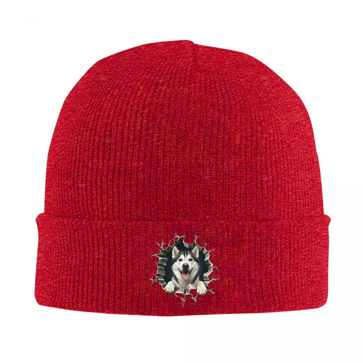 Custom Breaking Through Siberian Husky Bonnet Hats Hip Hop Knitting Hat For Men Women Winter Warm Dog Lover Skullies Beanies Cap