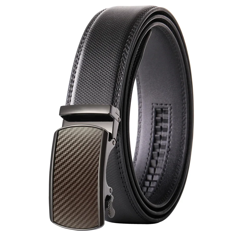 Plyesxale Cowskin Leather Belt Men Automatic Buckle Brand Luxury High Quality Casual Business Belts Male Brown Black Blue B544