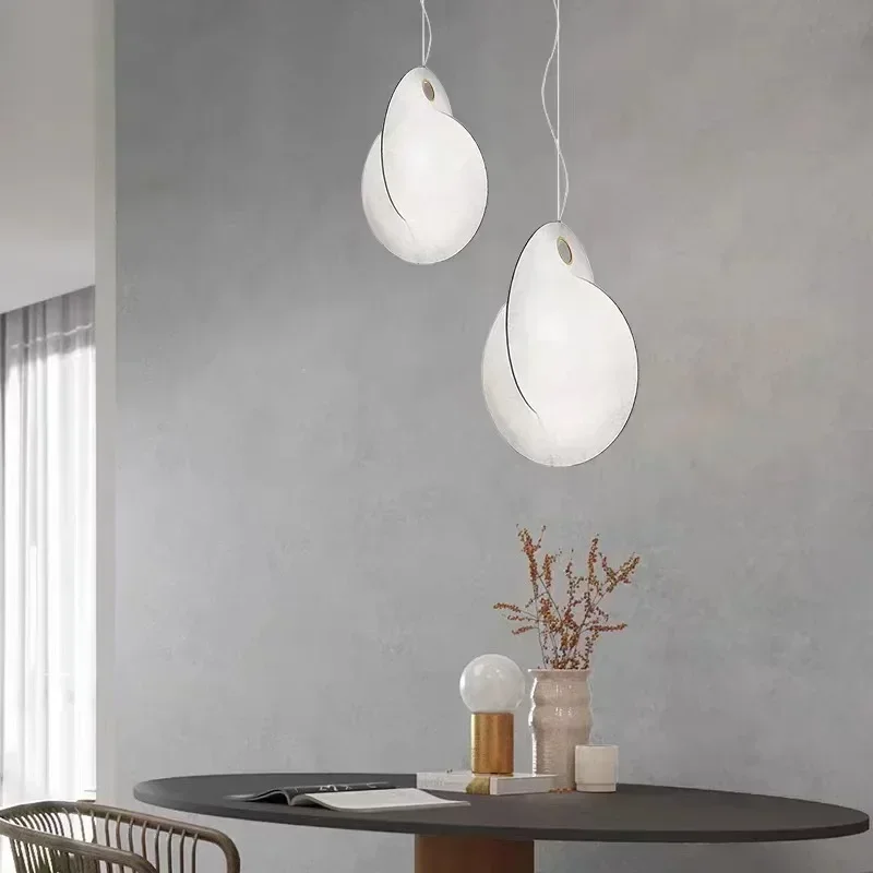 SANDYHA Modern Silk LED Pendant Light Chandelier for Living Room Dining Table Bedroom Bedside Home Decor Hanging Lamp