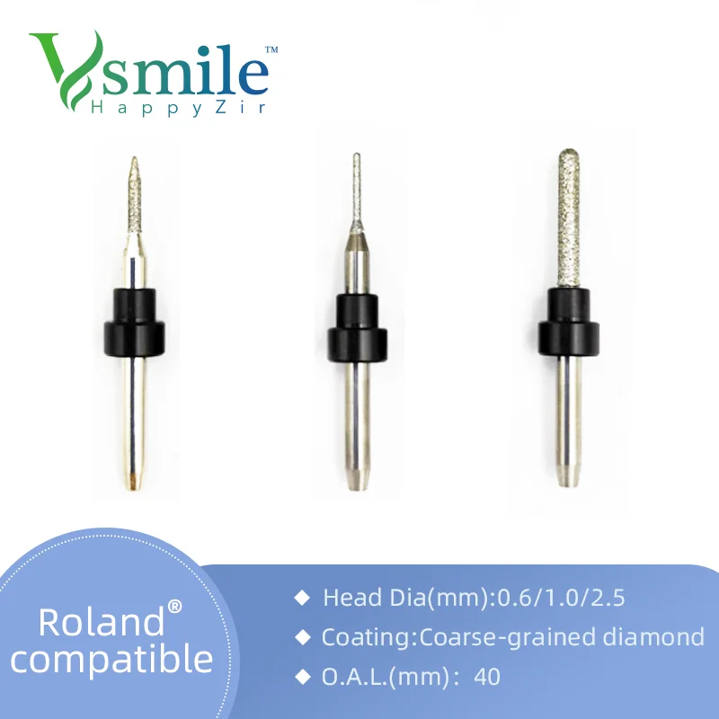 Roland Milling Burs Glass Ceramic Lithium Dicilicate for Shank 3mm Roland CAD CAM Milling System