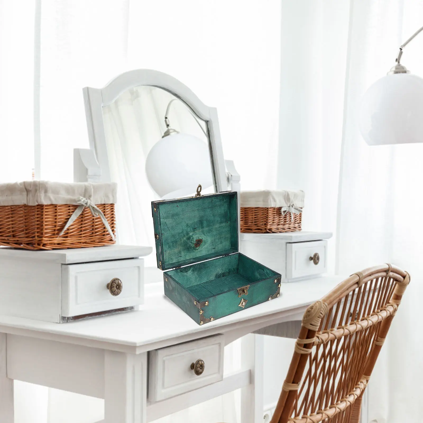 

Vintage Style Wooden Jewelry Box Multi-Functional Storage Case for Rings Necklaces Earrings Bracelets Decorative Organizer