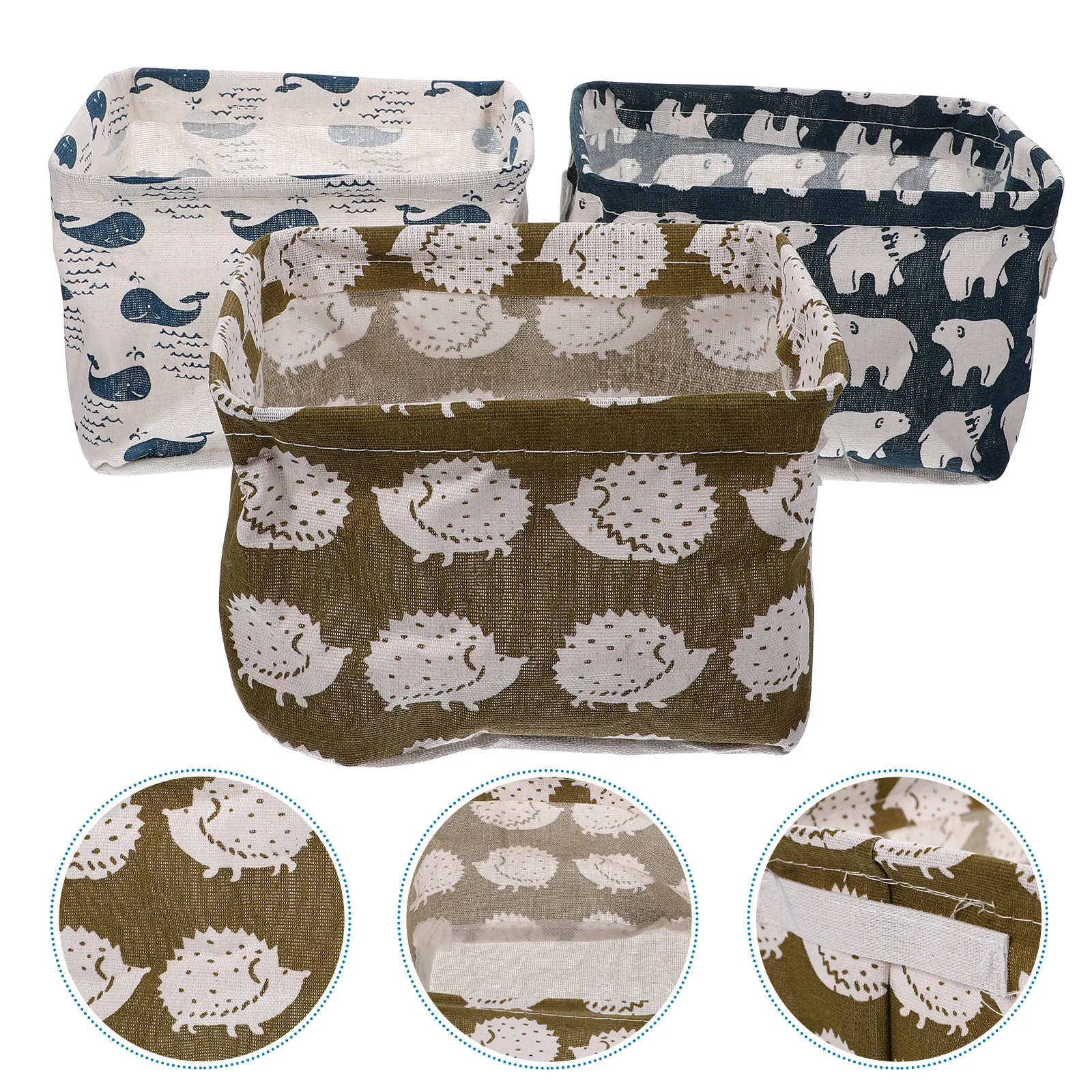 

3Pcs Foldable Linen Storage Basket Cotton Linen Storage Container Large Capacity Waterproof Home Office Sundry Organizer